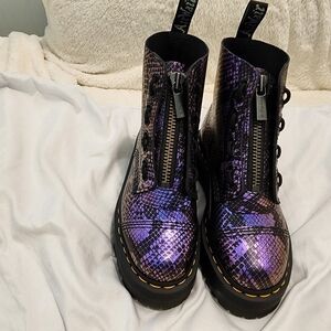 Dr. Martens Purple Snake Print Women's Boots Sz 6  NWOT